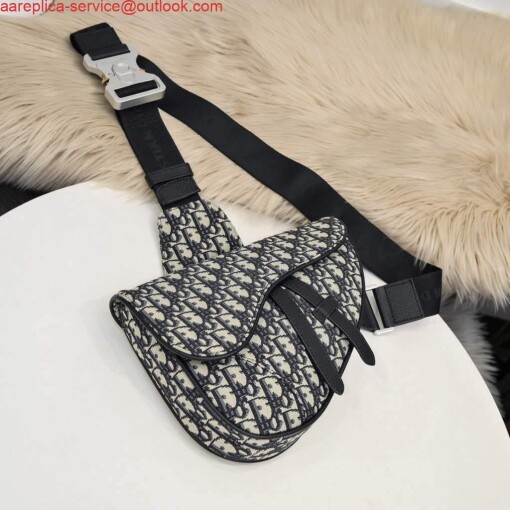 Replica Dior 1ADPO093 Saddle Men Bag Dior Oblique Jacquard Beige and Black