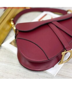 Replica Dior M0446 Dior Saddle Bag M0447 Wine Red Goatskin Gold Hardware 2