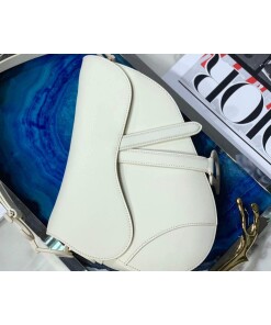 Replica Dior M0446 Dior Saddle Bag M0447 White Ultramatte Calfskin