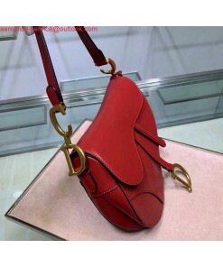Replica Dior M0446 Dior Saddle Bag M0447 Red Goatskin Gold Hardware 2