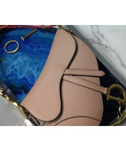 Replica Dior M0446 Dior Saddle Bag Light Pink Grained Calfskin 2