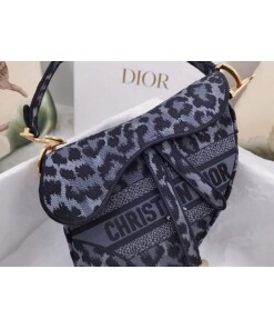 Replica Dior M0446 Dior Saddle Bag Gray Multicolor Mizza Embroidery