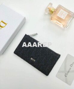 Replica Dior SMALL LADY DIOR ZIPPED CARD HOLDER S0478 Dior Oblique Jacquard Black