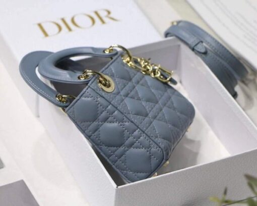 Replica Dior S0856 MICRO LADY Dior Bag Cloud Blue Cannage Lambskin 5