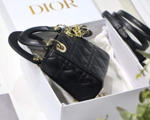 Replica Dior S0856 MICRO LADY Dior Bag Black Cannage Lambskin 5