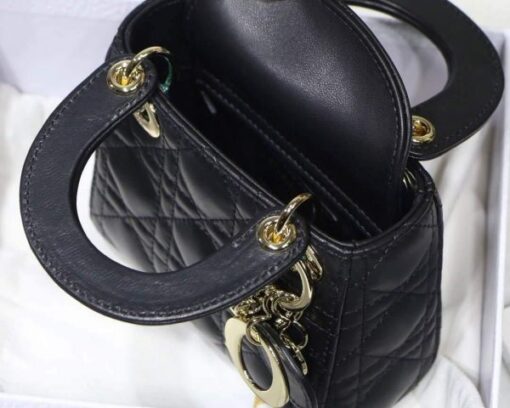 Replica Dior S0856 MICRO LADY Dior Bag Black Cannage Lambskin 8