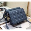 Replica Dior S0855 Dior Lady Dior Pouch Ultramatte Cannage Calfskin Navy Blue