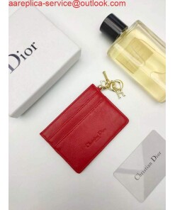 Replica Dior S0126 Dioramour Lady Dior card holder Red Patent Cannage Calfskin 2