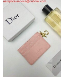 Replica Dior S0126 Dioramour Lady Dior card holder Patent Cannage Calfskin Pink 2