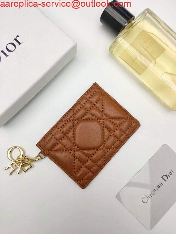 Replica Dior S0126 Dioramour Lady Dior card holder Brown Patent Cannage Calfskin Replica Dior S0126 Dioramour Lady Dior card holder Brown Patent Cannage Calfskin