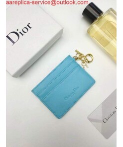 Replica Dior S0126 Dioramour Lady Dior card holder Blue Patent Cannage Calfskin 2