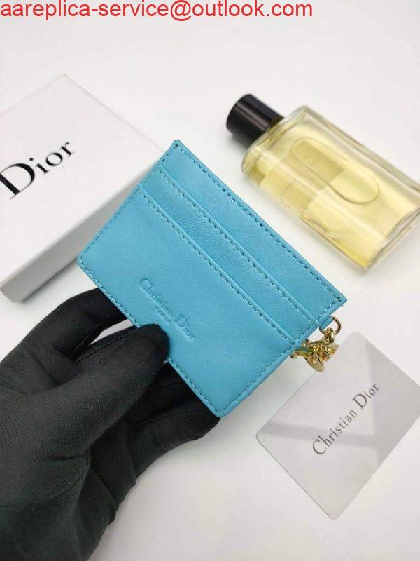 Replica Dior S0126 Dioramour Lady Dior card holder Blue Patent Cannage Calfskin 3 Replica Dior S0126 Dioramour Lady Dior card holder Blue Patent Cannage Calfskin 3
