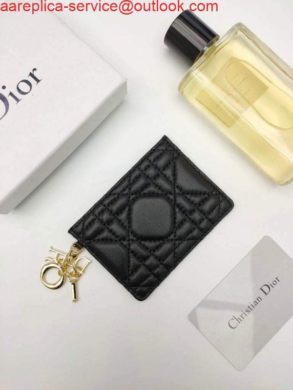 Replica Dior S0126 Dioramour Lady Dior card holder Black Patent Cannage Calfskin Replica Dior S0126 Dioramour Lady Dior card holder Black Patent Cannage Calfskin