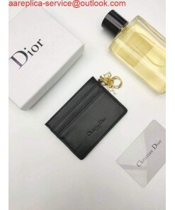 Replica Dior S0126 Dioramour Lady Dior card holder Black Patent Cannage Calfskin 2