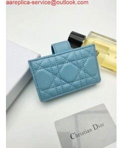 Replica Dior S0074 Wallet Lady dior 5-Gusset card holder Sky Blue 2