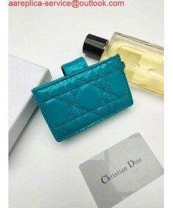 Replica Dior S0074 Wallet Lady dior 5-Gusset card holder Dark Blue Patent Cannage Calfskin 2