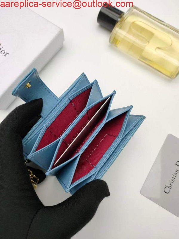 Replica Dior S0074 Wallet Lady dior 5-Gusset card holder Blue Patent Cannage Calfskin 5 Replica Dior S0074 Wallet Lady dior 5-Gusset card holder Blue Patent Cannage Calfskin 5
