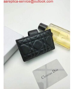 Replica Dior S0074 Wallet Lady dior 5-Gusset card holder Black 2