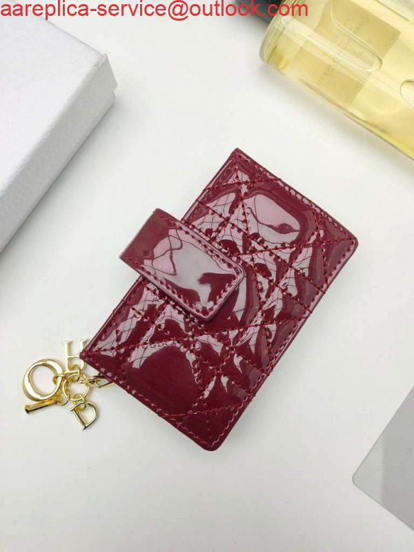 Replica Dior S0074 Wallet Lady dior 5-Gusset card holder Wind Red Patent Cannage Calfskin Replica Dior S0074 Wallet Lady dior 5-Gusset card holder Wind Red Patent Cannage Calfskin