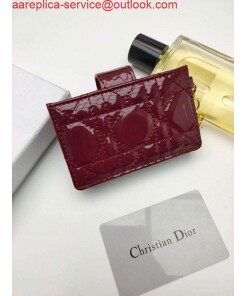 Replica Dior S0074 Wallet Lady dior 5-Gusset card holder Wind Red Patent Cannage Calfskin 2