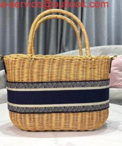 Replica Dior M7601 Dior Wicker Basket Shoulder Bag Blue 2