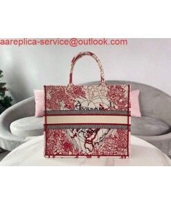 Replica Dior M1286 DIORAMOUR DIOR BOOK TOTE Red and White D-Royaume d'Amour Embroidery