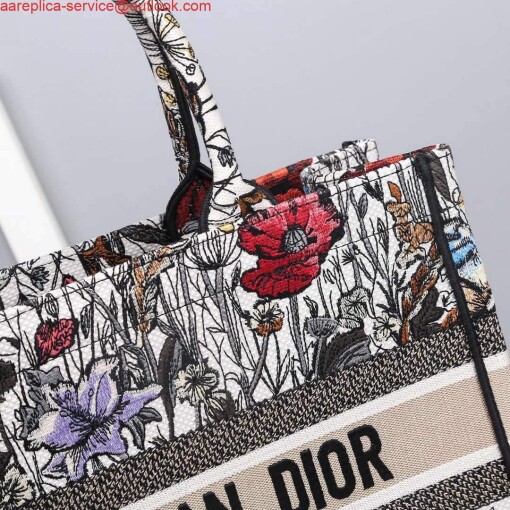 Replica Dior M1286 Dior Book Tote Small Multicolor Flowers Embroidery 3