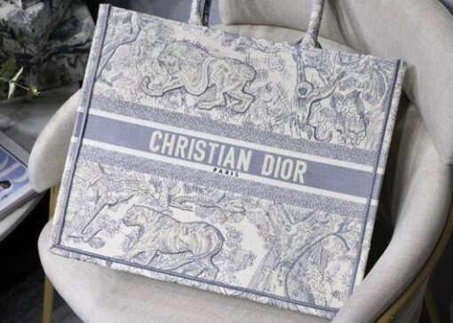 Replica Dior M1286 Book Tote Christian Dior Shoulder Shopping Bag Lion Printer Gray