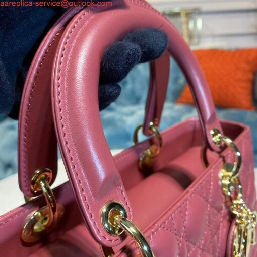 Replica Dior M0566 Large Lady Dior Bag Wine Red Cannage Lambskin 4