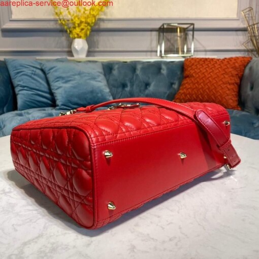 Replica Dior M0566 Large Lady Dior Bag Red Cannage Lambskin 3