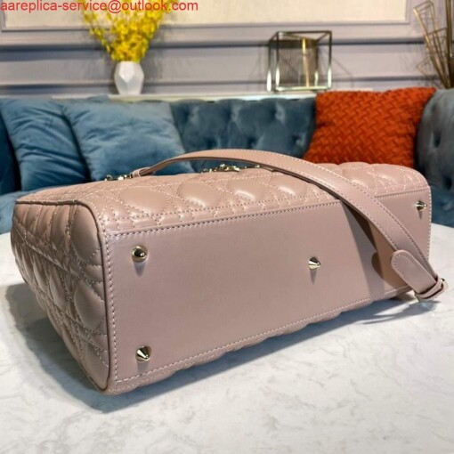 Replica Dior M0566 Large Lady Dior Bag Pink Cannage Lambskin 3