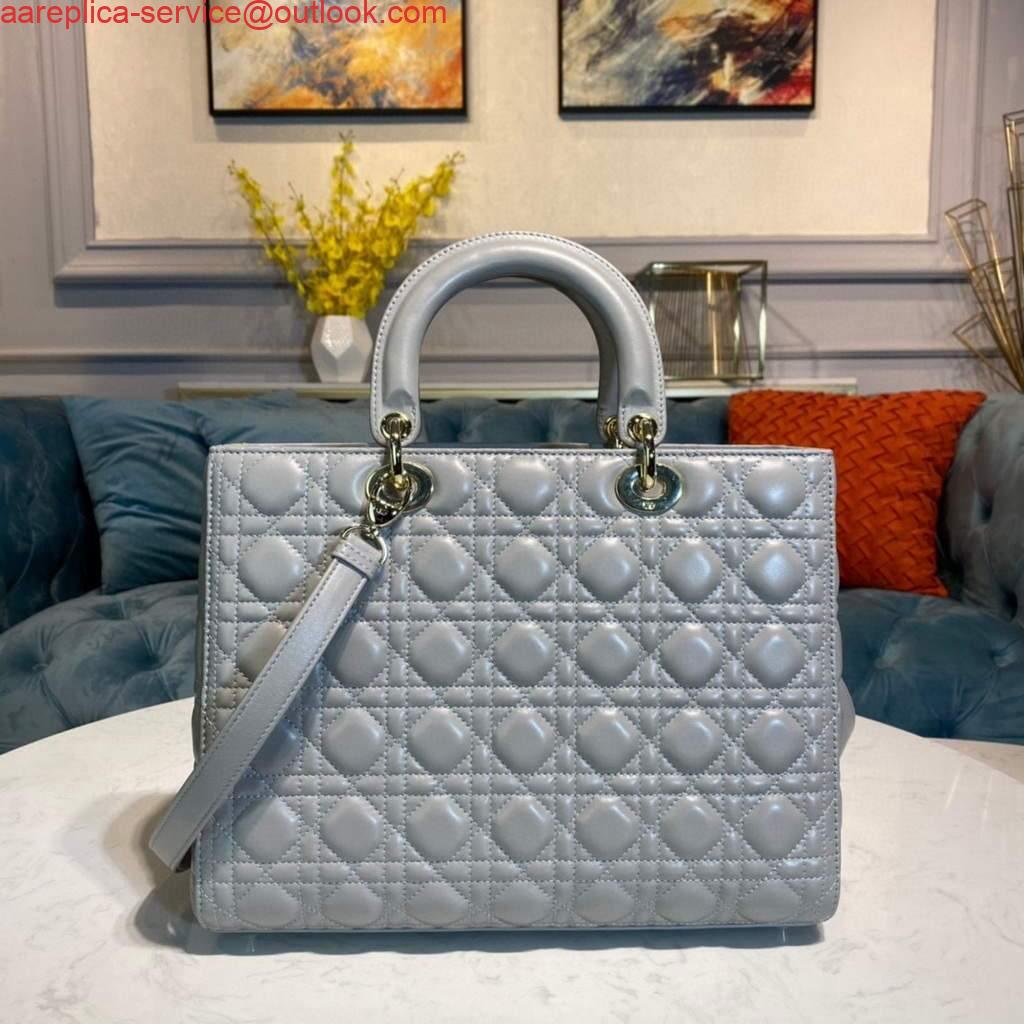 Replica Dior M0566 Large Lady Dior Bag Gray Cannage Lambskin 2 Replica Dior M0566 Large Lady Dior Bag Gray Cannage Lambskin 2
