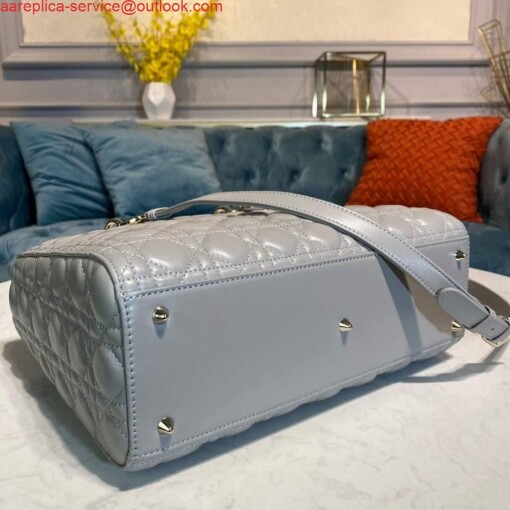 Replica Dior M0566 Large Lady Dior Bag Gray Cannage Lambskin 3