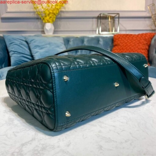 Replica Dior M0566 Large Lady Dior Bag Dark Green Cannage Lambskin 3