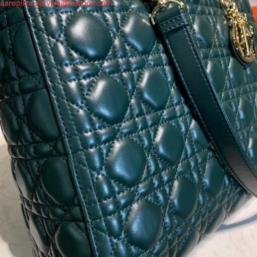 Replica Dior M0566 Large Lady Dior Bag Dark Green Cannage Lambskin 4