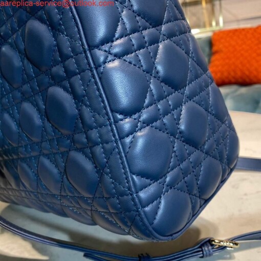 Replica Dior M0566 Large Lady Dior Bag Blue Cannage Lambskin 5