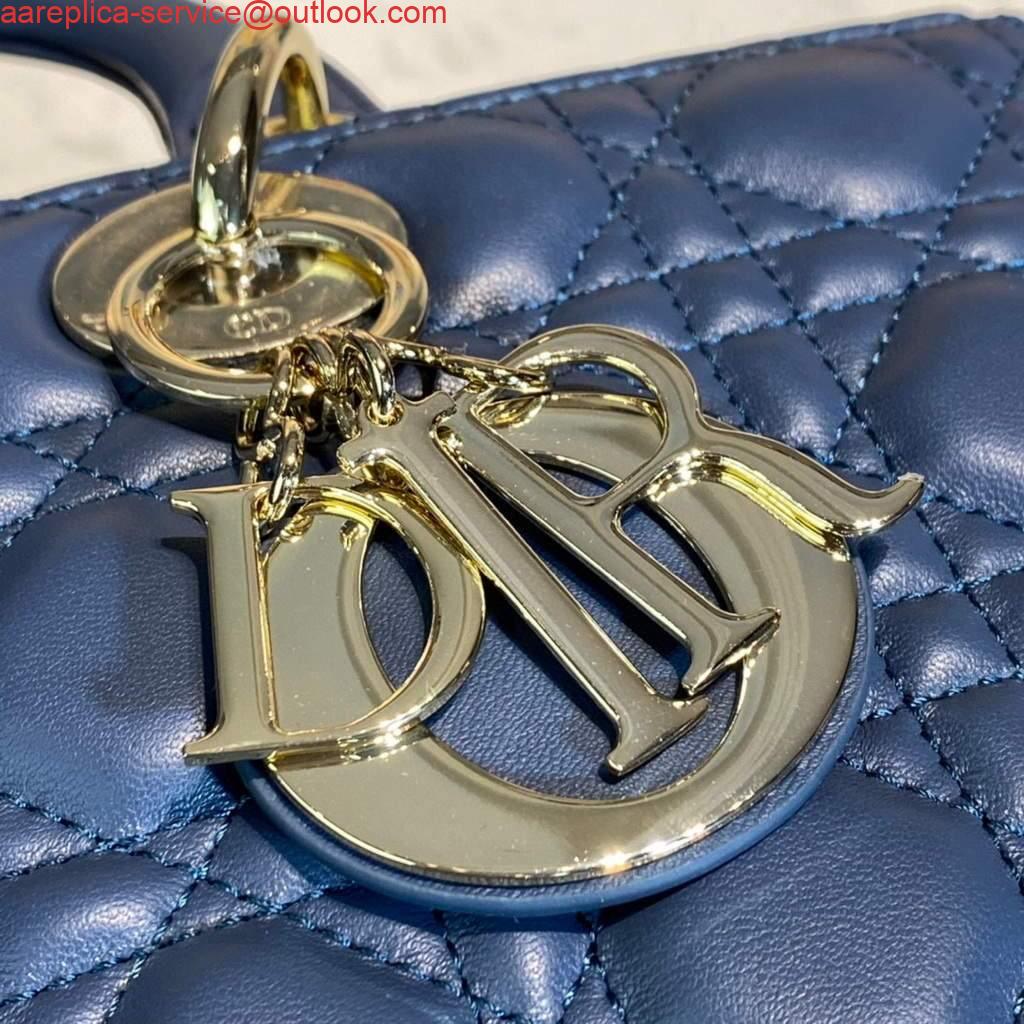 Replica Dior M0566 Large Lady Dior Bag Blue Cannage Lambskin 6 Replica Dior M0566 Large Lady Dior Bag Blue Cannage Lambskin 6