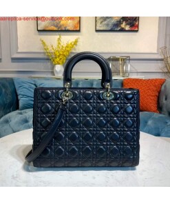 Replica Dior M0566 Large Lady Dior Bag Black Cannage Lambskin 2