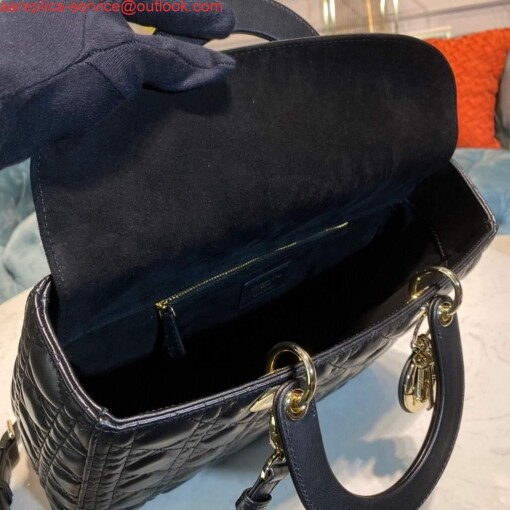 Replica Dior M0566 Large Lady Dior Bag Black Cannage Lambskin 8