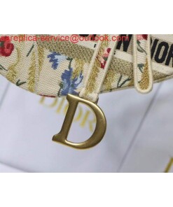 Replica Dior M0446 Dior Saddle Bag Multicolor Flowers Embroidery With Gold 2