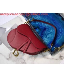 Replica Dior M0446 Dior Saddle Bag M0447 Red Grained Calfskin