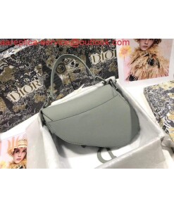 Replica Dior M0446 Dior Saddle Bag M0447 Grey Grained Calfskin with Gray Hardware