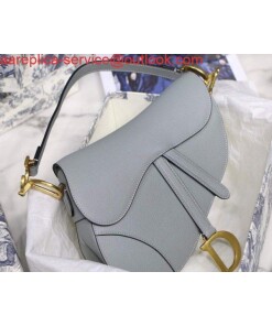 Replica Dior M0446 Dior Saddle Bag M0447 Grey Grained Calfskin