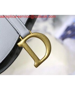 Replica Dior M0446 Dior Saddle Bag M0447 Grey Grained Calfskin 2