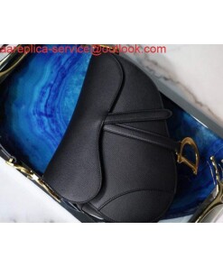 Replica Dior M0446 Dior Saddle Bag M0447 Black Grained Calfskin