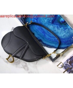Replica Dior M0446 Dior Saddle Bag M0447 Black Grained Calfskin 2