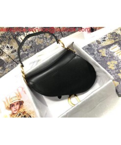 Replica Dior M0446 Dior Saddle Bag M0447 Black Goatskin