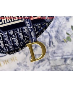 Replica Dior M0446 Dior Saddle Bag Blue Dior Oblique Embroidery 2