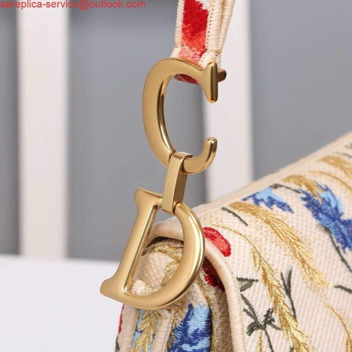 Replica Dior M0446 Dior Multicolor Flowers Embroidery Saddle Bag 6