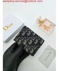 Replica Dior Dior Wallet Mini Lady Blue S0178 Dior Oblique Jacquard Blue 2